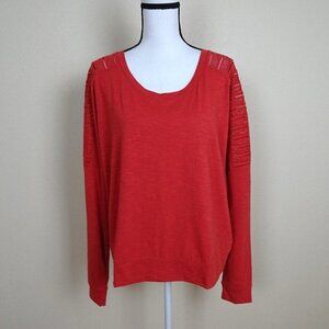 prAna Chesterbrook Top Women's Size XL Orange Coral Lace Sleeves